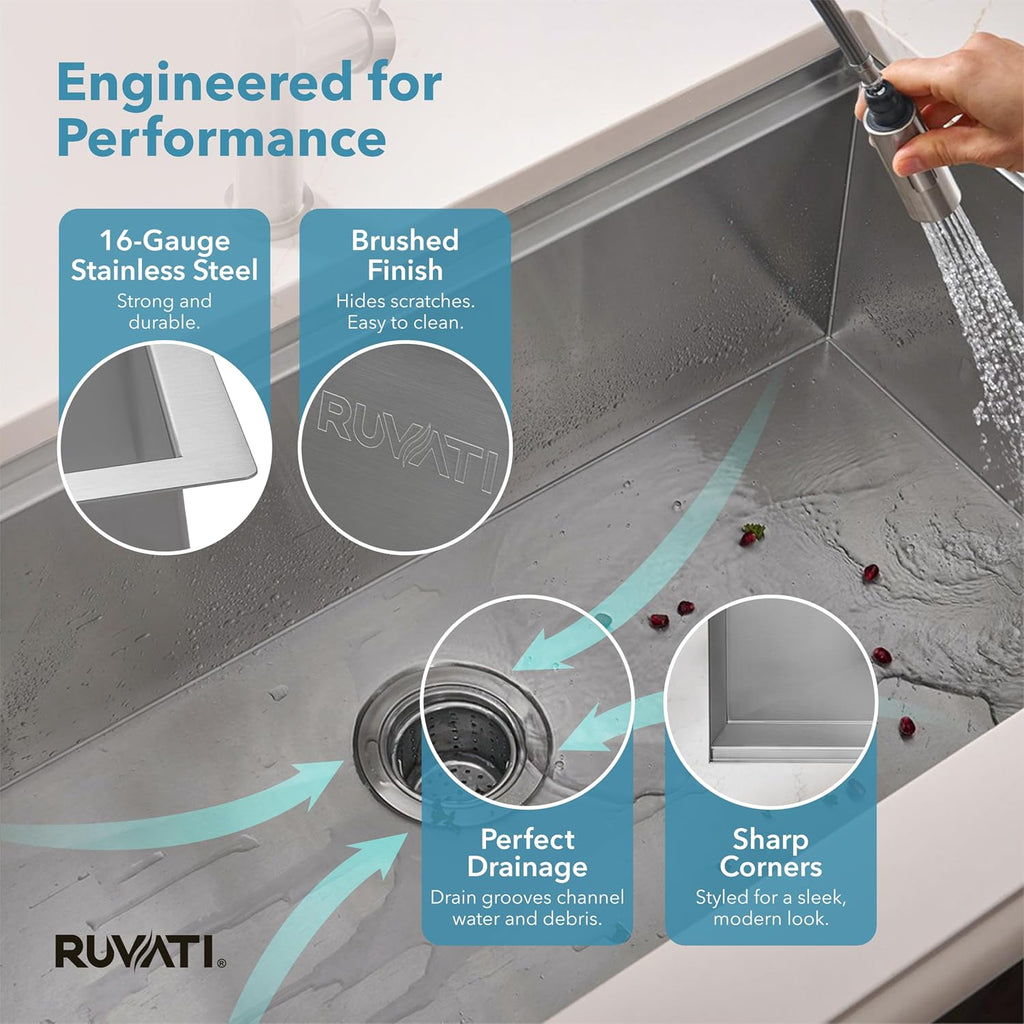 30-in Stainless Steel Undermount Workstation Kitchen Sink - RVH8310