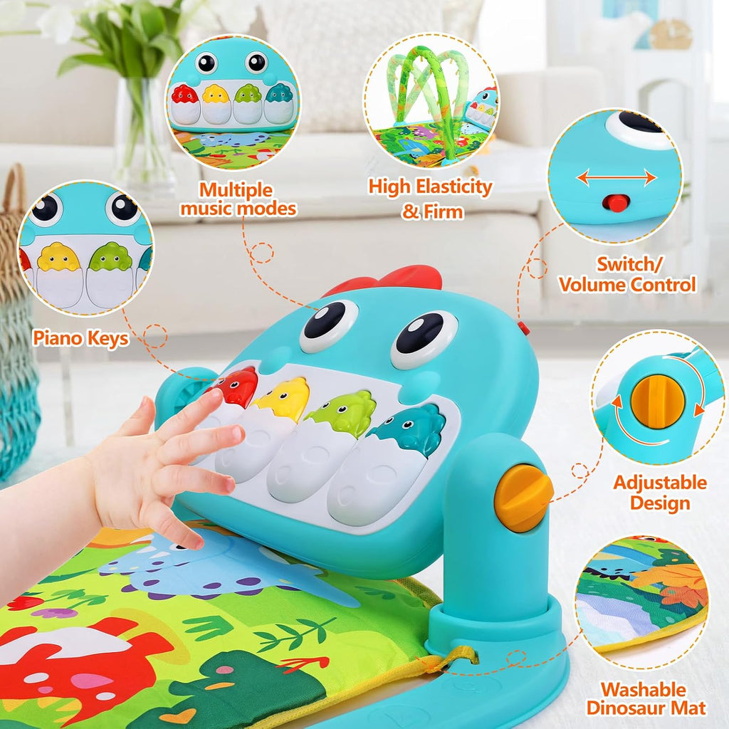 Baby Gym Play Mat Baby Gifts Tummy Time Mat Activity Center, Dinosaur