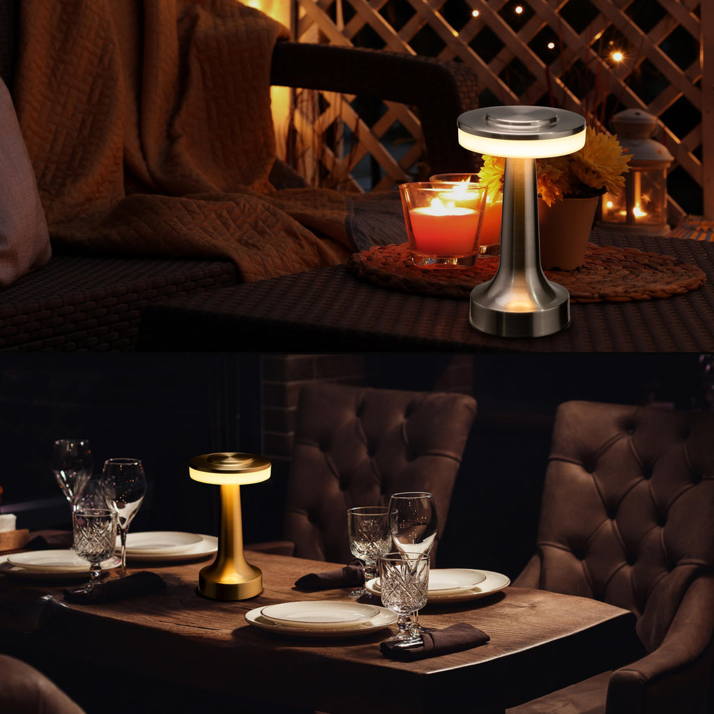 Dome Cordless Rechargeable LED Mushroom Table Lamp, Piano White
