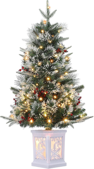 3FT Prelit Christmas Tree, Artificial Xmas Tree with Lighting Base