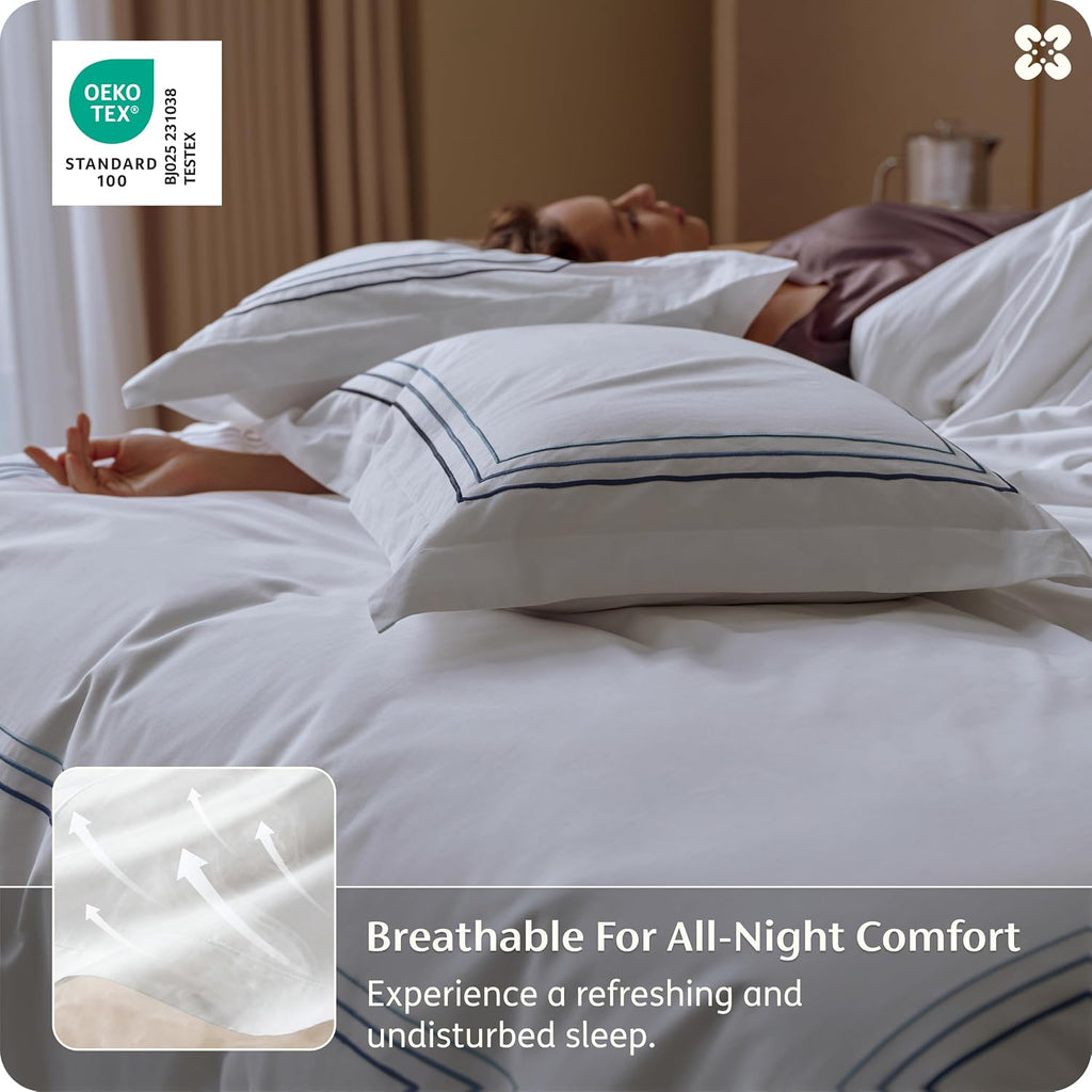 100% Giza Egyptian Cotton Duvet Cover King, CEA Certified Luxury Hotel Duvet Cover, PureWoven Soft & Breathable