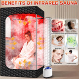 Infrared Sauna Box, 160 LEDs Red Light Sauna Steam Room, Portable Sauna Tent with 3L/1200W Steamer, 15 Heating Levels