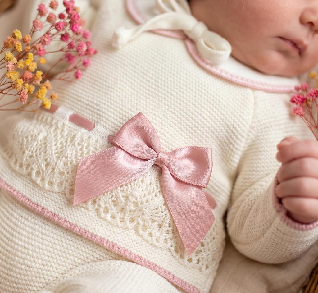 Newborn Long Sleeve Sweater Pants Hat Set Girl Knitted Coming Home Outfit 3 piece