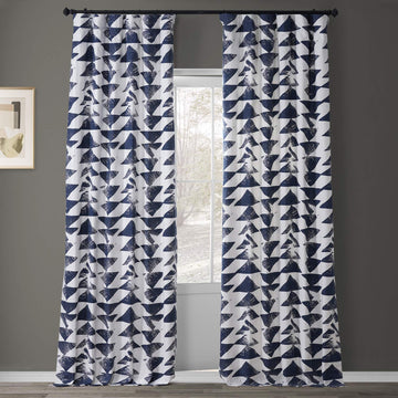 Modern Triangular Geometric Printed Curtains Cotton Curtains 120 Inches Long (1 Panel) Room Darkening Curtains, 50W