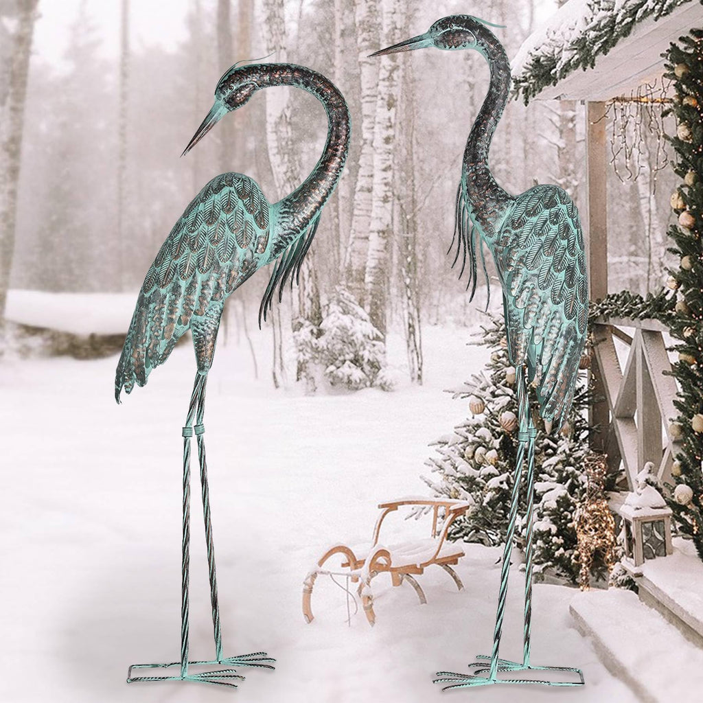 Garden Crane Statues Metal Heron Outdoor Statue 46 Inch