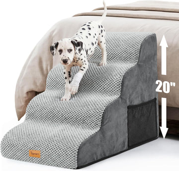 High Density Foam Dog Stairs 4 Tiers, Extra Wide Deep Pet Steps