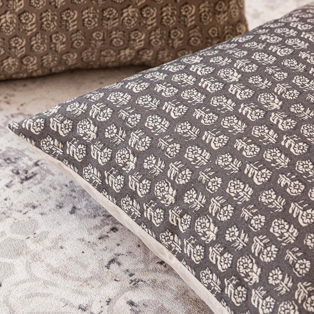 Decorative Floral Print Throw Pillow Covers 24×24 Rustic Gray
