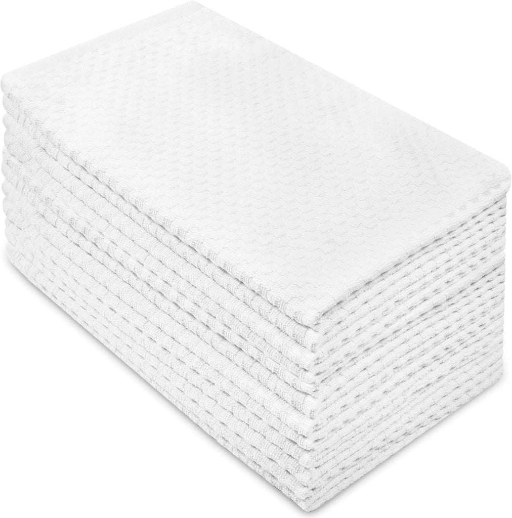 Amazing Kitchen Towel - 12 Pack 100% Cotton Waffle Terry Towel | White - 16x28 inch Euro Café Waffle Weave Dish
