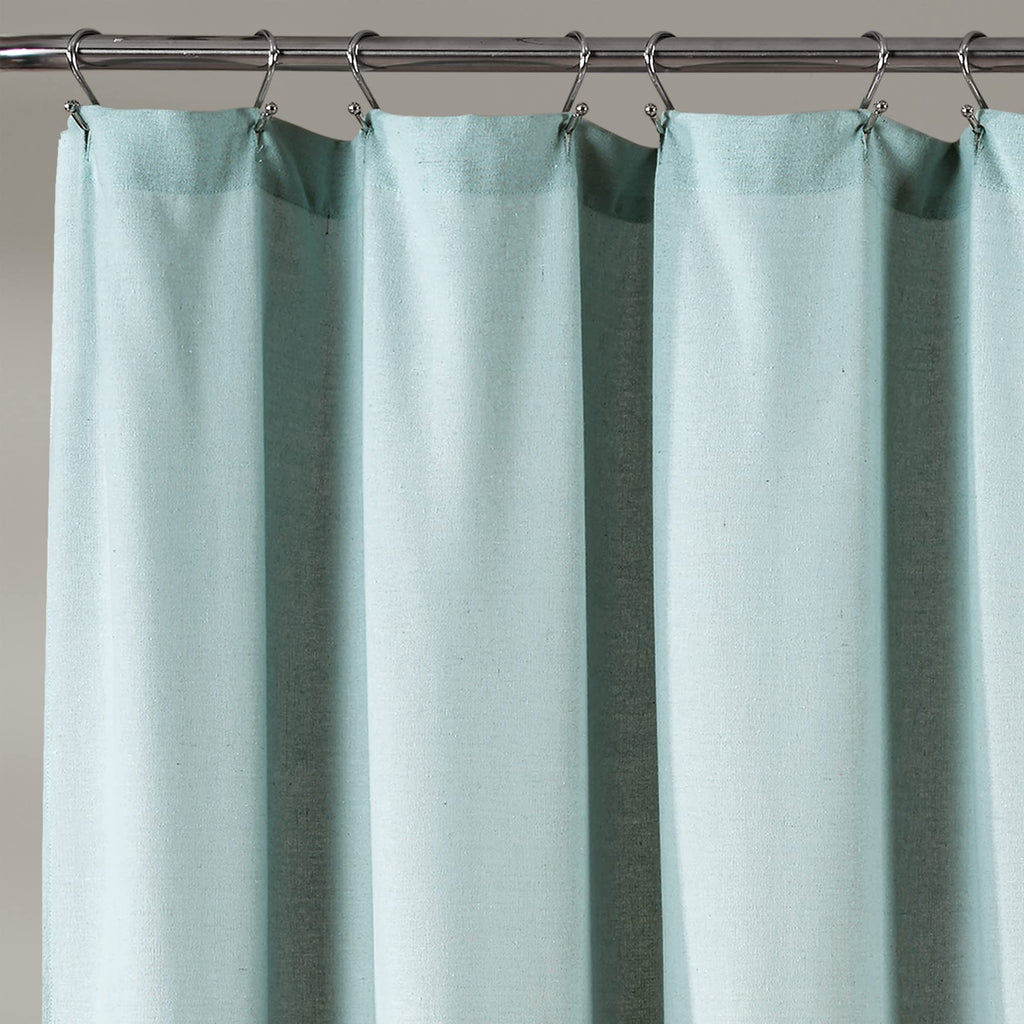 Linen Button Single 72" W x 78" L Blue & White - Extra Long Shower Curtains - Blue Fabric - Farmhouse Bathroom Decor