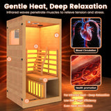 Infrared Sauna,1 Person Red Light Sanua with for Home,950w/110v Full Spectrum Indoor Dry Sauna, Carbon, Heater Panels