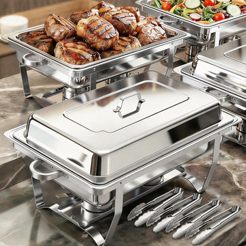 4 Pack 11QT Rectangular Chafing Dishes for Buffet with Lids