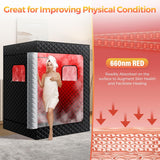 Upgraded 2 Person Sauna, Portable Infrared Sauna with 5-Layer Waterproof, 2 Steamers, 2 Folding Chair