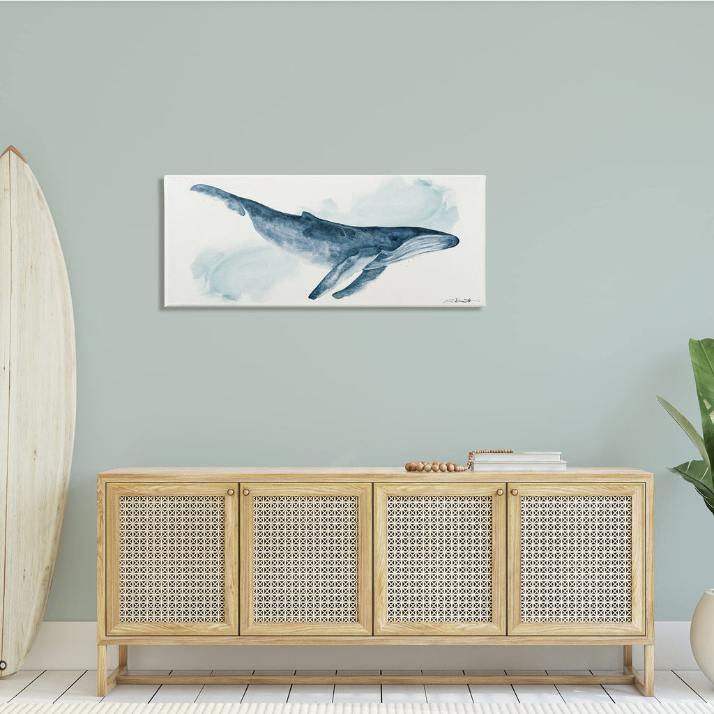 Nautical Humpback Whale Ocean, 20 x 48 Inch Canvas Wall Art