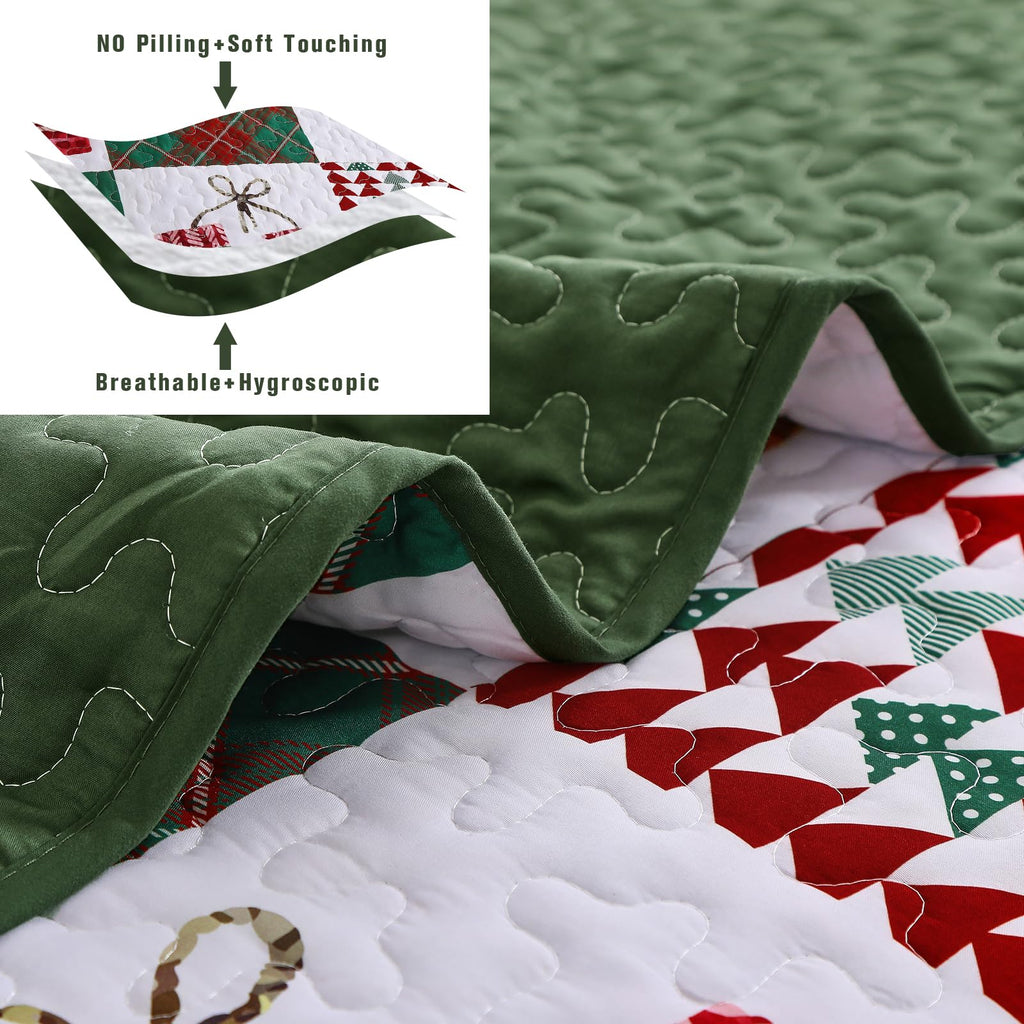Christmas Quilt Set King Size, Christmas Patchwork Bedding Set