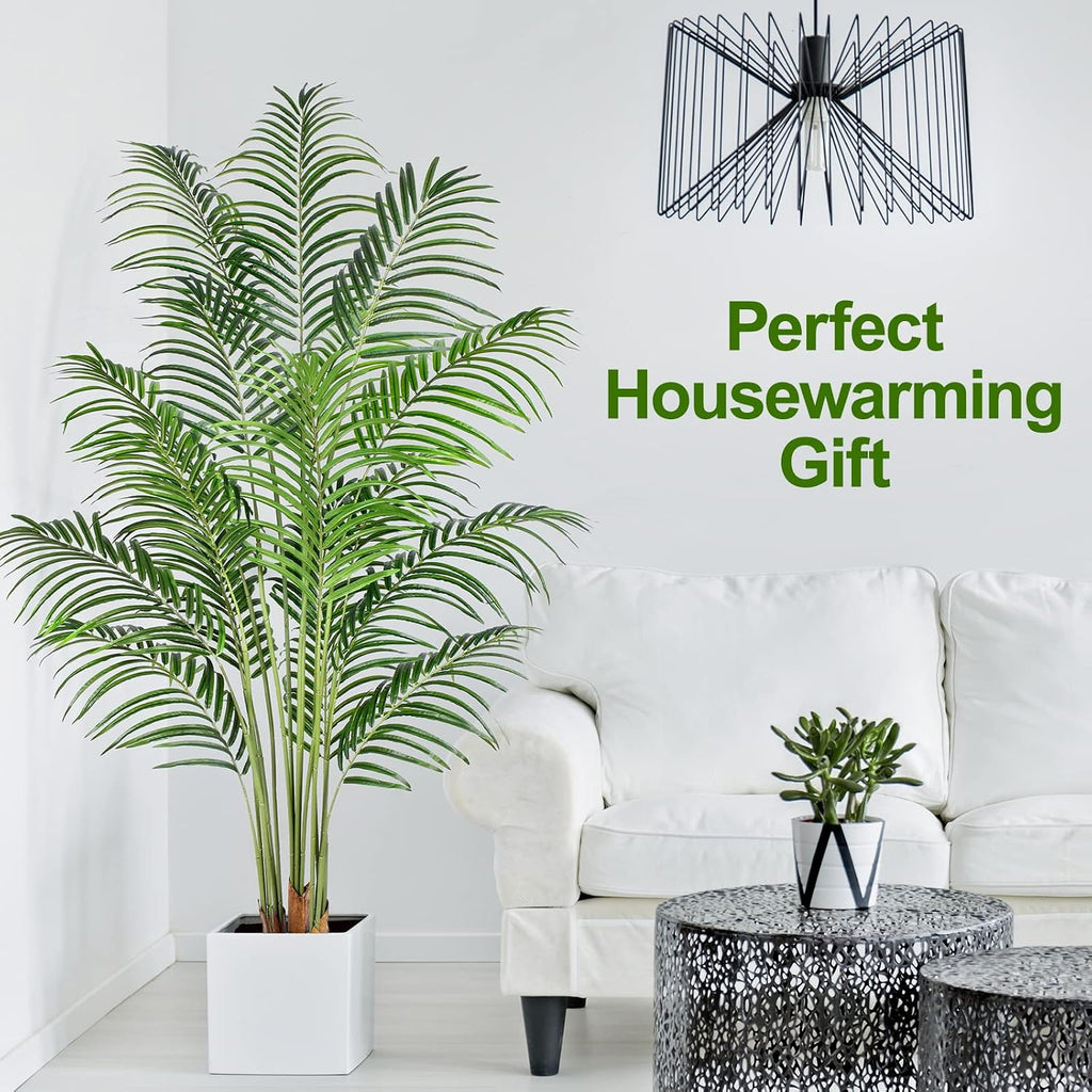 Artificial Palm Tree 6ft Tall Fake Palm Tree Indoor Decor with 18 Leaves and Real Bark Design Faux Tropical Areca