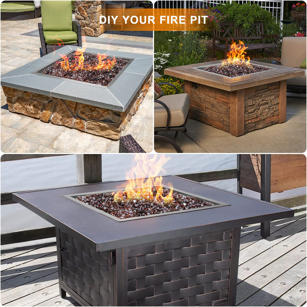 24" Square Fire Pit Flat Pan with Burner Ring, 147, 000 BTU