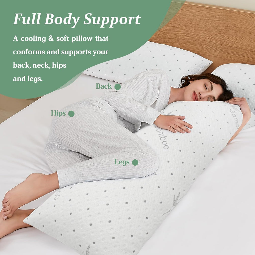 Body Pillow Shredded Memory Foam with Pillowcase for Adult | Adjustable Foam Pregnancy Long Full Bed Body Pillows for