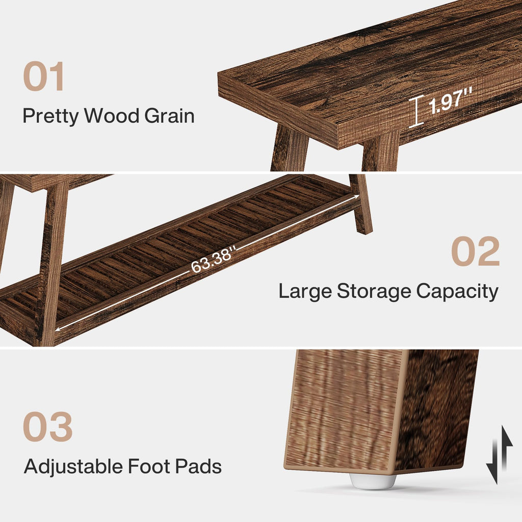 70.86-Inch Console Table for Entyrway, Farmhouse 2-Tier Entry Entrance Table, Narrow Long Sofa Table Behind Couch