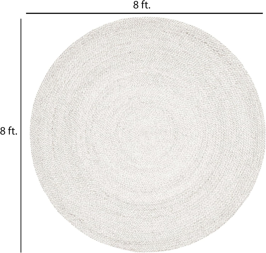 Handwoven Jute Area Rug - Off-White Round Rustic Vintage Braided Reversible Rug - Eco Friendly Rug - Kitchen - Living