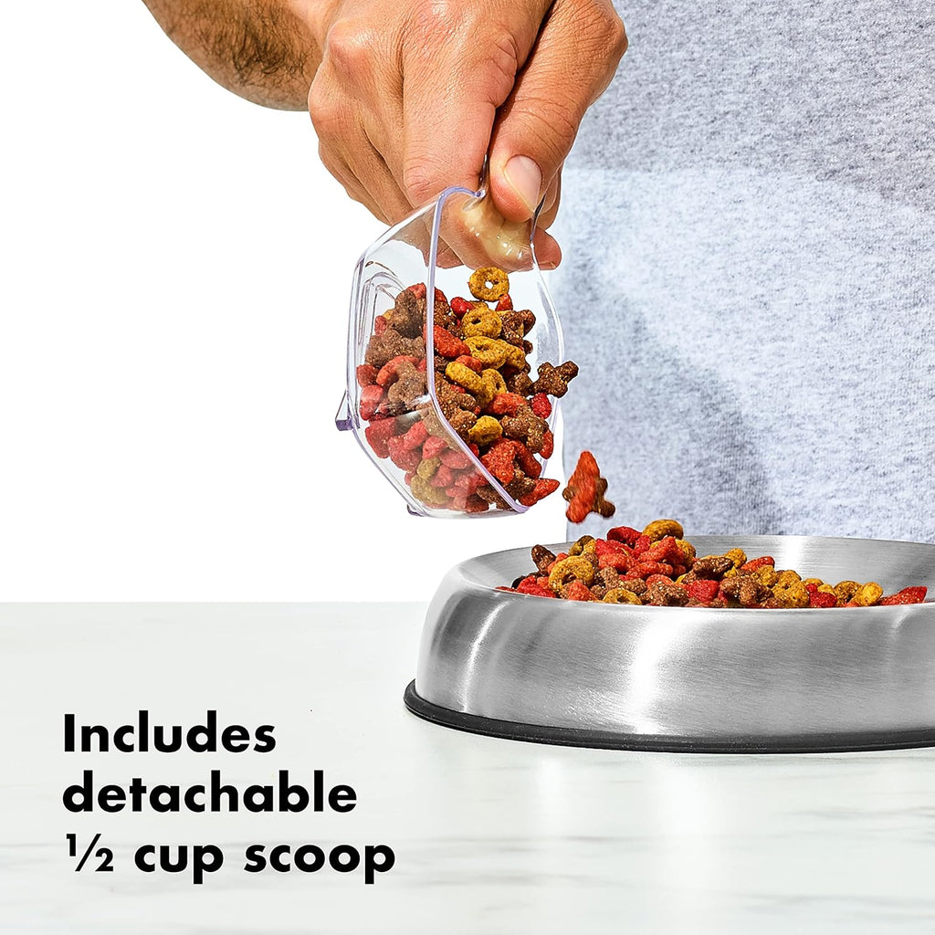 Pet POP Container - 6.0 Qt/5.7 L with Half Scoop, Ideal for up to 6.5lbs of Dog Food or 4.5lbs of Cat