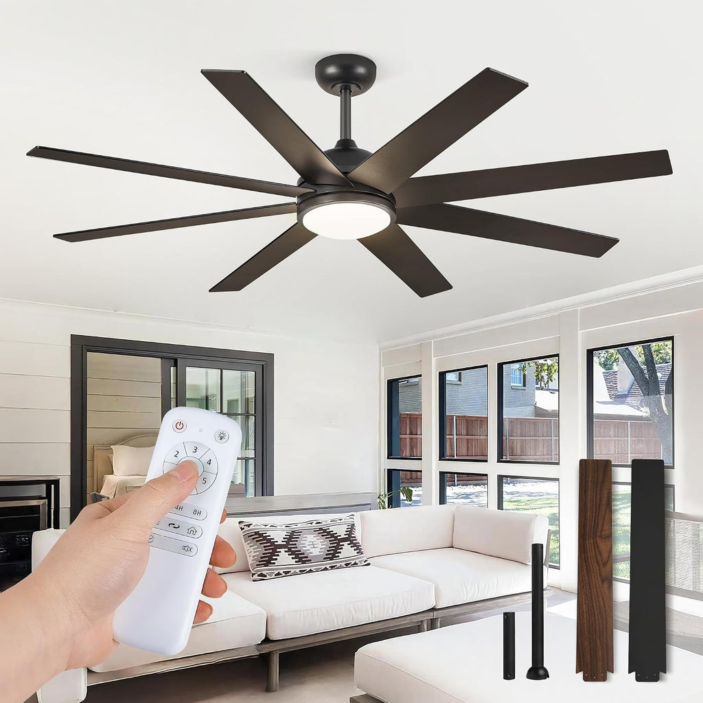 60" Ceiling Fan with LED Light and Remote - Classic Black