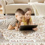 Area Rug Living Room Rugs - 10x14 Washable Boho Rug Vintage Oriental Distressed Farmhouse Large Thin