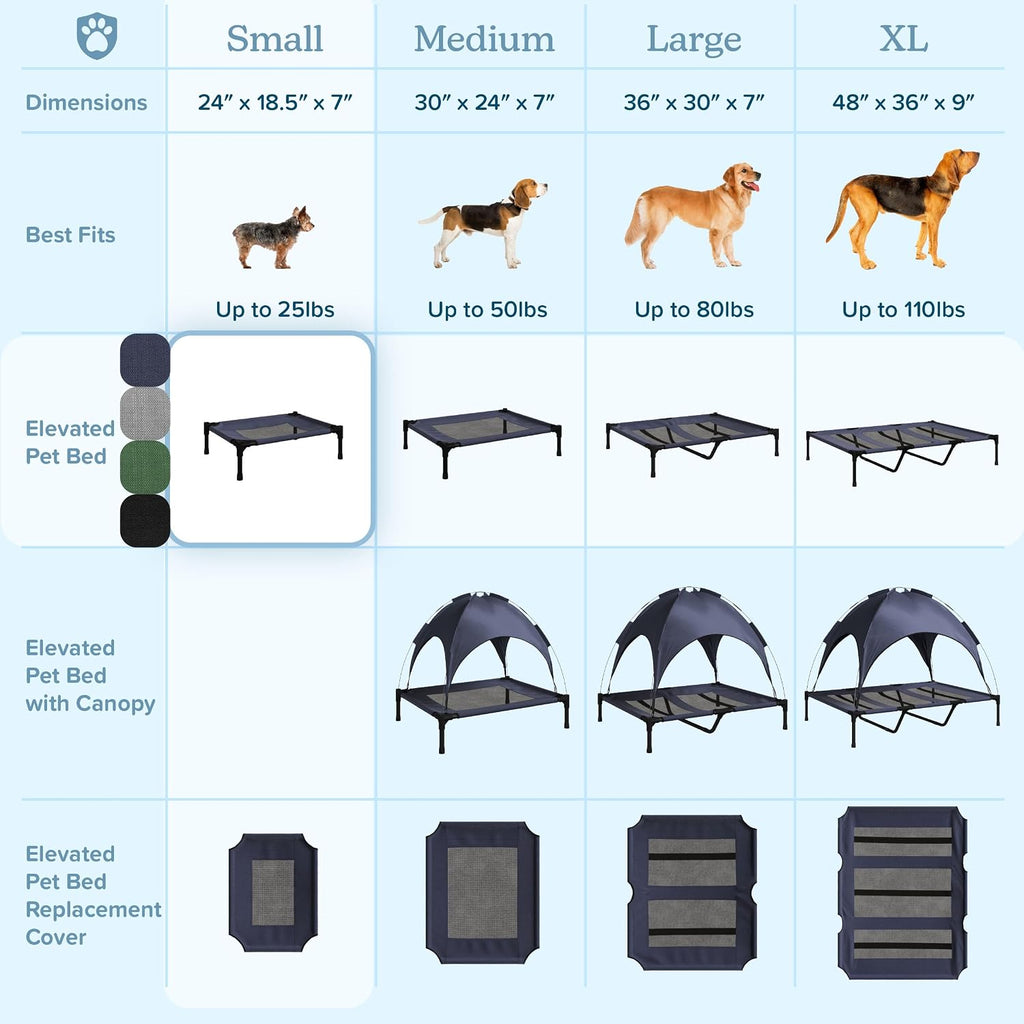 Elevated Dog Bed - 24.5x18.5-Inch Portable Pet Bed with Non-Slip Feet - Indoor/Outdoor Dog Cot or Puppy Bed for Pets
