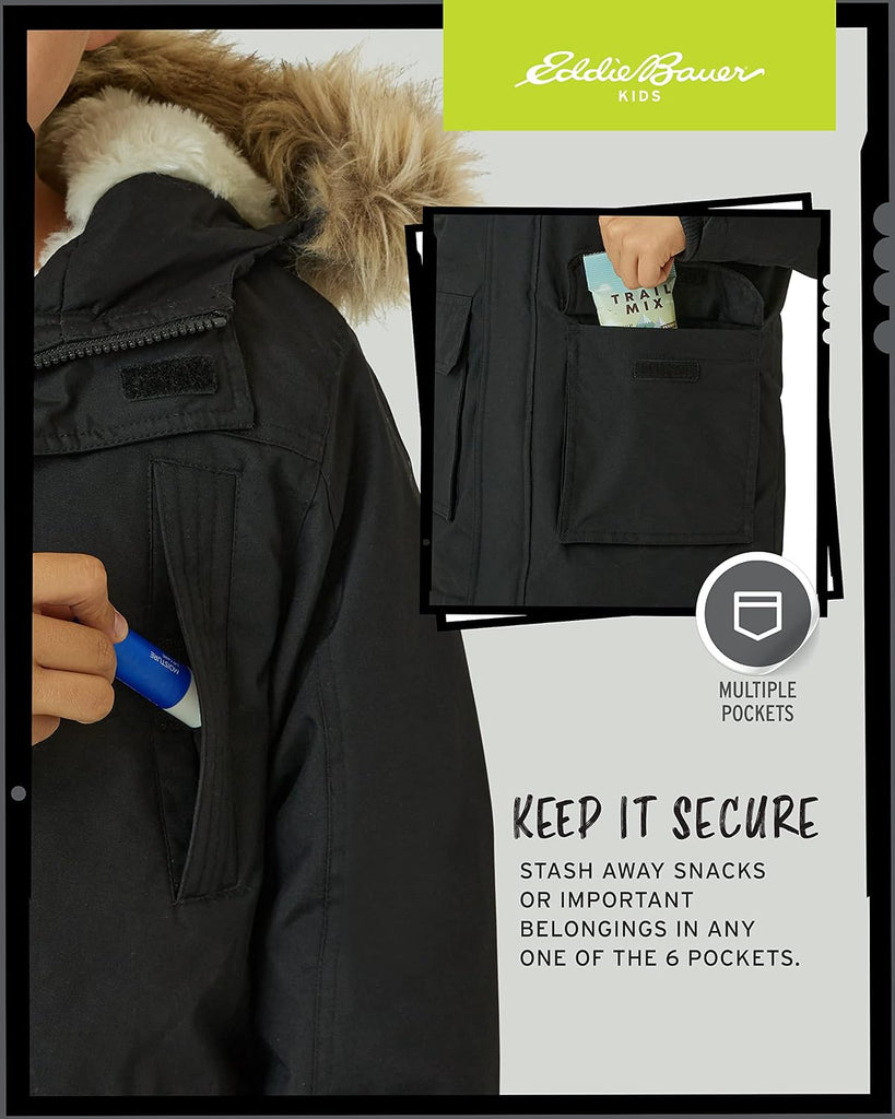 Boys' Winter Coat - Waterproof Heavyweight Down Parka Jacket with Faux Fur Hood (3-20)