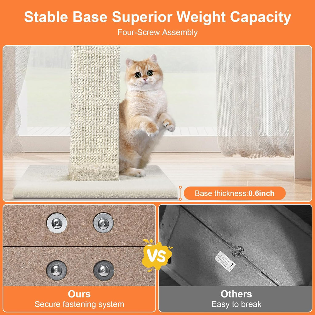 Cat Scratching Post 33 Inch Nature Sisal Cat Scratch Post for Indoor Cats, Large Cat Scratcher Protect Your Furniture