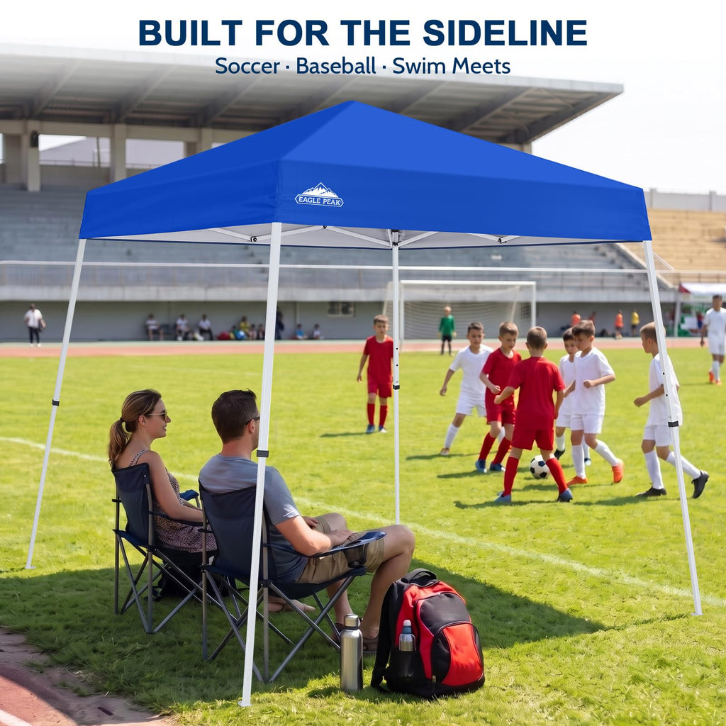 8x8 Slant Leg Pop Up Canopy Tent, Blue