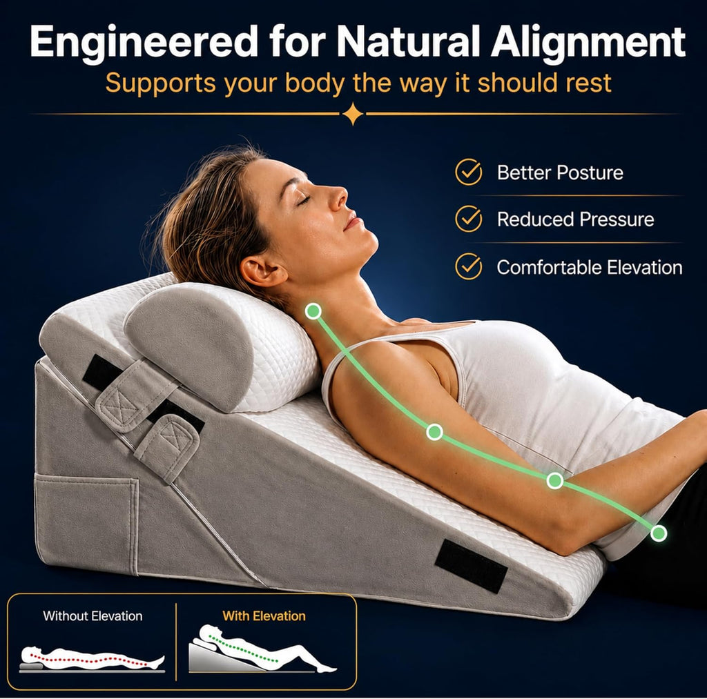 10-in-1 Adjustable Design 3PCS Wedge Pillow for Sleep Apnea, Wedge Pillow for Acid Reflux Relief, Orthopedic