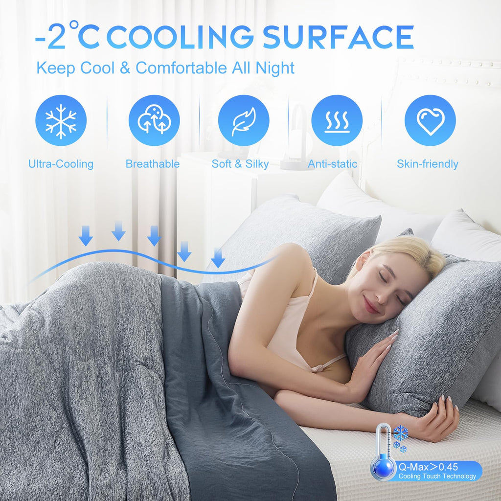 Cooling Comforter Cooling Blanket, Q-Max 0.45 Cool Sleeping Summer Blanket for Hot Sleeper Night Sweats, King 90" x