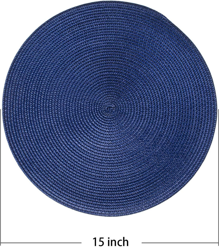 Round Placemats Heat Resistant Washable Non-Slip Woven Braided Table Mats for Dining Table Kitchen & Home - Set of 6