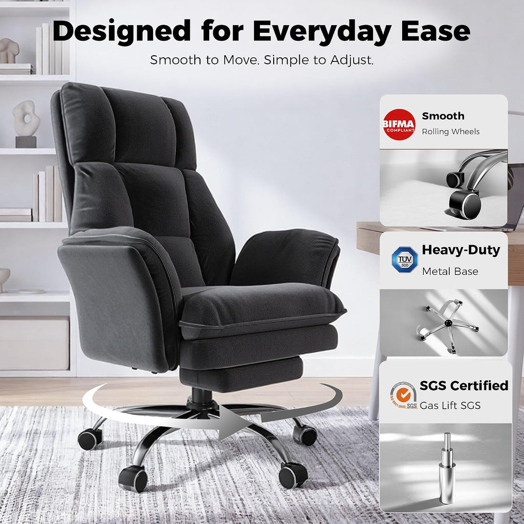 Big and Tall Office Chair, Flip Armrests for Pets & Cross Legged Sitting | Executive Ergonomic Computer Gaming Chair