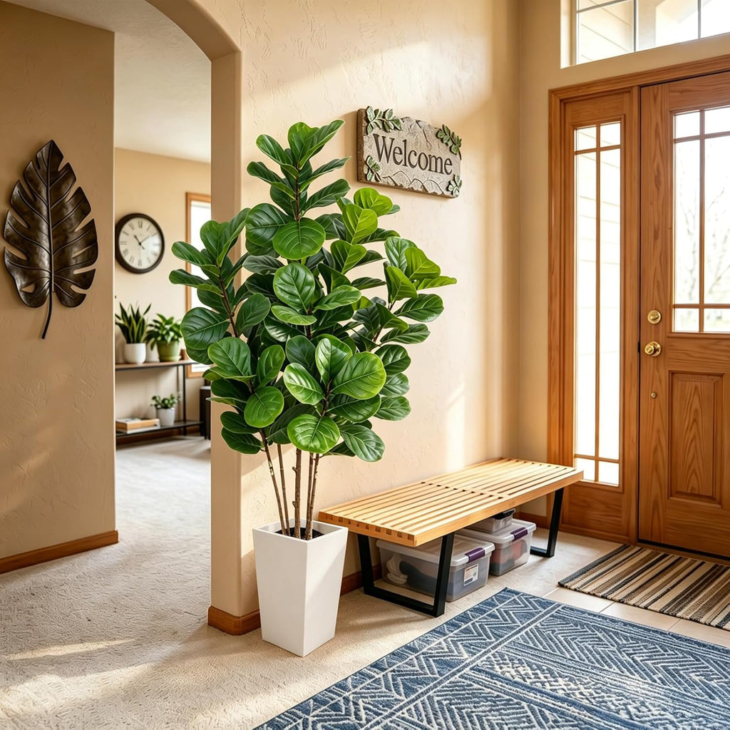 6FT Artificial Fiddle Leaf Fig Tree Tall Fake Green Plants Indoor