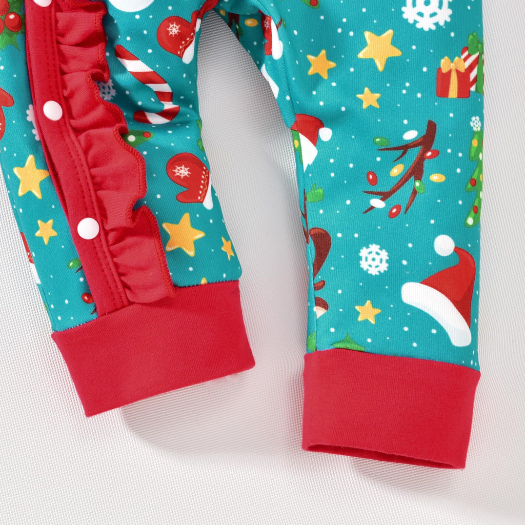 Preemie Baby Premature Girl Christmas Clothes Xmas Romper Blue