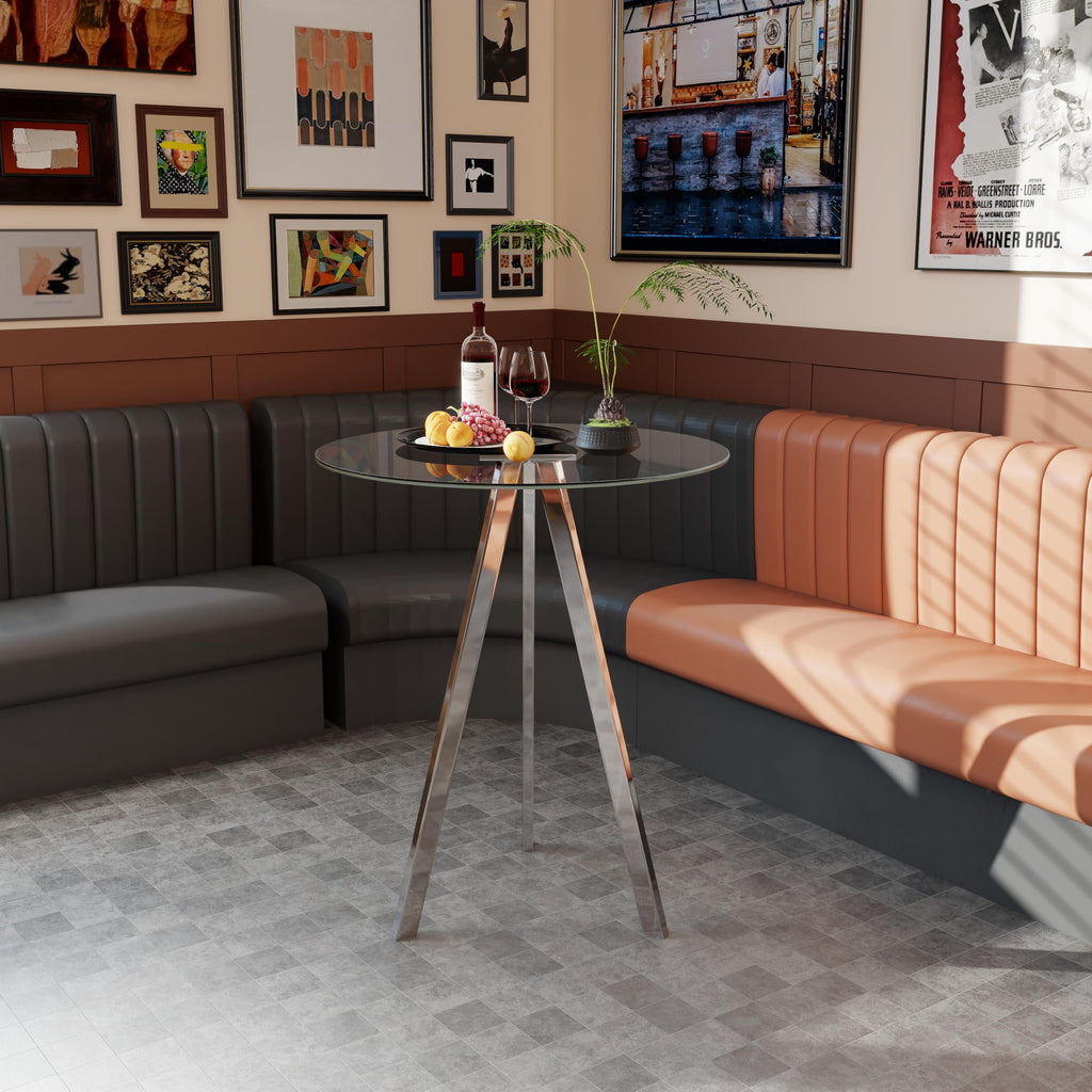 2 Pack Round Pub Table, 37.4" High Top Bar Table, 31.5" Small Cocktail Tables with Silver Metal Base & Glass Top, for