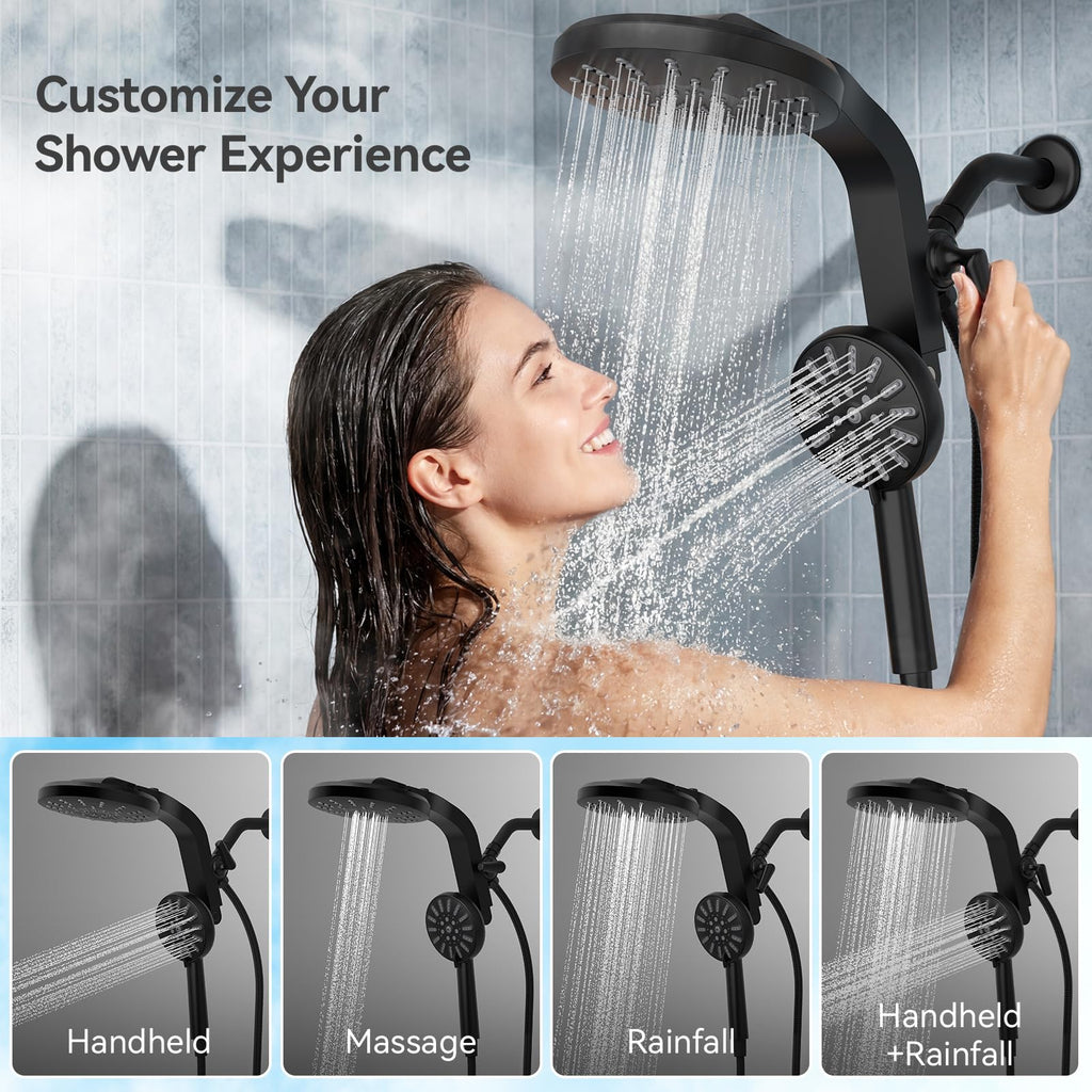High Pressure Magnetic Shower Head with Handheld Combo Matte Black