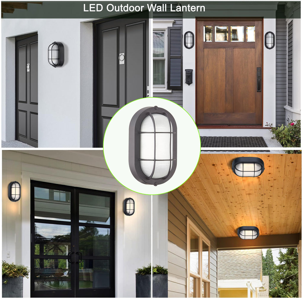 2 Pack LED Bulkhead Light, Outdoor Bulkhead LED Wall Light, Dimmable, 6W Replace 60W, 450 Lumen 3000K Daylight White