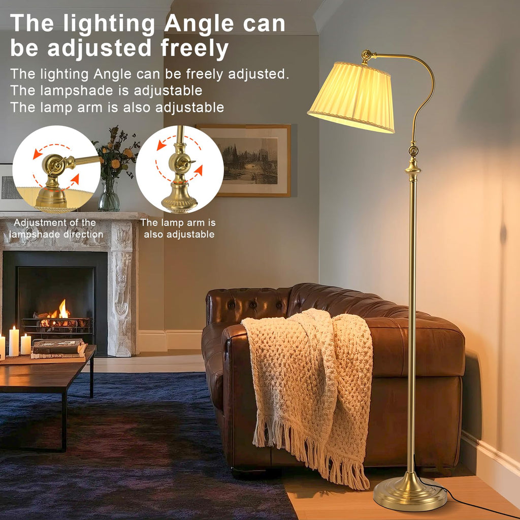 Gold Brass Brushed Floor Lamp, Remote and Bluetooth Dimming
