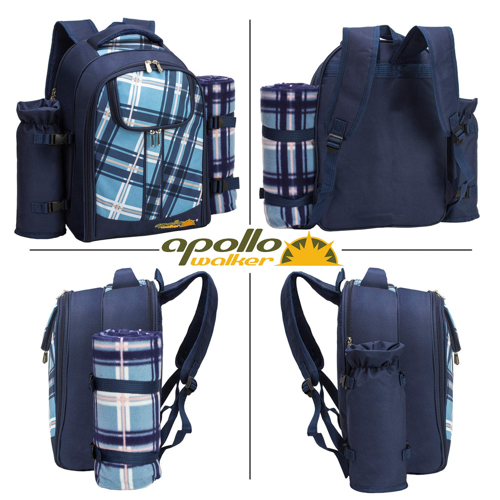 Backpack, 2-Person with Blanket & Wine, Family & Lovers Gift, Blue