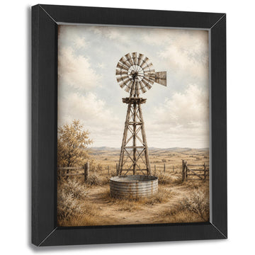 Rustic Windmill Decor Wall Art, Vintage Farmhouse Country Picture 16"x24"