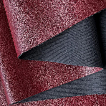 Dark Red Faux Leather Fabric by Separated Yard, for Crafts, Soft Grain Upholstery Fabric, 36"x54"