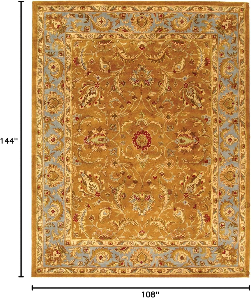 Heritage Area Rug - 9' x 12', Brown & Blue, Handmade Traditional Oriental Wool