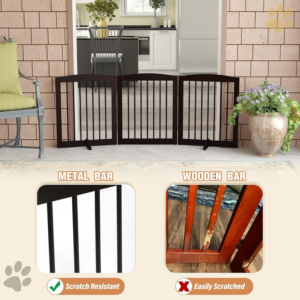 Freestanding Pet Gate for Dogs, Foldable Wooden Dog Gate, Indoor Dog Gate for Doorways, Stairs, Gates for Dogs