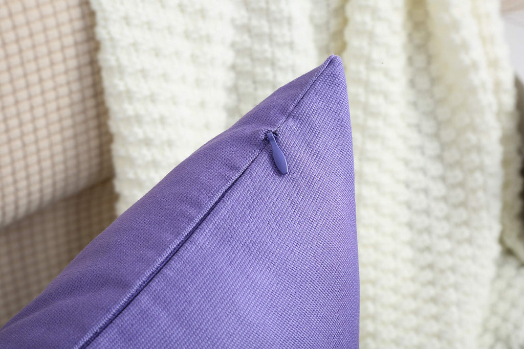 Handmade Decorative Solid 100% Cotton Canvas Throw Pillow Covers/Pillow Shams, (26"x26", Violet), 1 Count (Pack of 1)