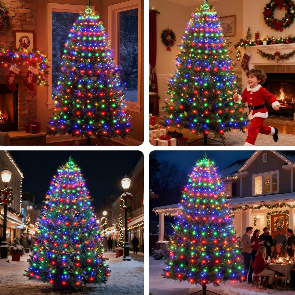 Christmas Tree Lights Multicolor Christmas Lights Outdoor Indoor 400Led 10 Lines with 8 Lighting Modes, Timer and