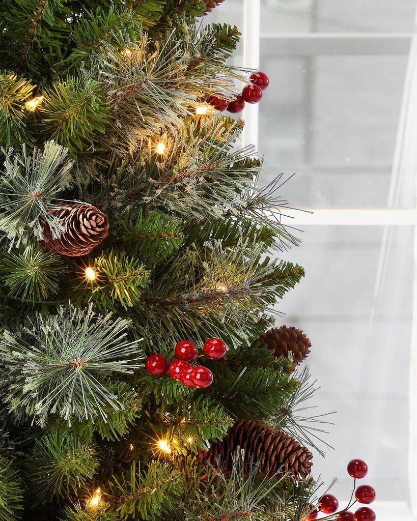 3ft Pre-Lit Artificial Christmas Tree with 70 LED Lights Mini Xmas Trees, Cement Burlap Base Basin, Tabletop, Green