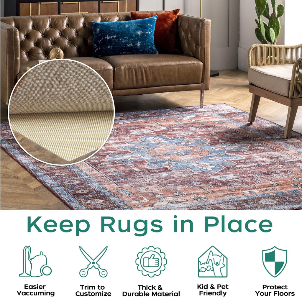 BAGAIL Non-Slip Rug Pad Gripper 8x10 ft for Area Rugs and Hardwood Floors - Set of 80