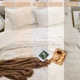 Sasttie Queen Comforter Set, 7-Piece Bed in a Bag, Pintuck Bedding Sets for All Season, Includes Comforter, Flat Sheet